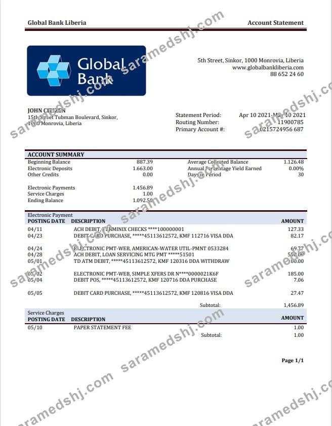 Liberia Global Bank staement